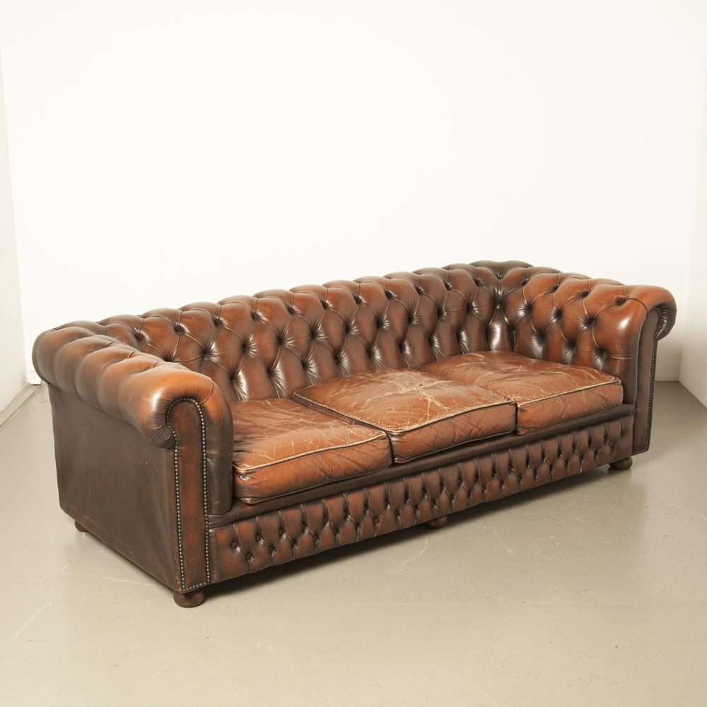Luxus 3er Sofa Loungesofa Couch Chesterfield Kunstleder - eckige Füsse,  schwarz