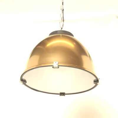 Aluminum-hanging lamp-brass-lampshade-glass-Restored-new-hanging system-industrial