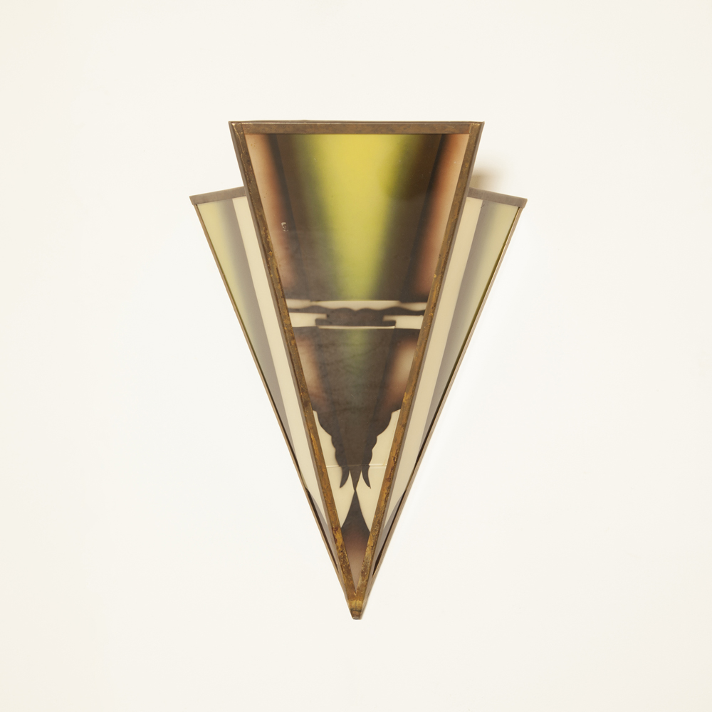 Triangulair Wandleuchte farbig bemaltes Glas Art Deco Amsterdam Schule Wandleuchte Licht 20er 1920er zwanziger Jahre Vintage Retro