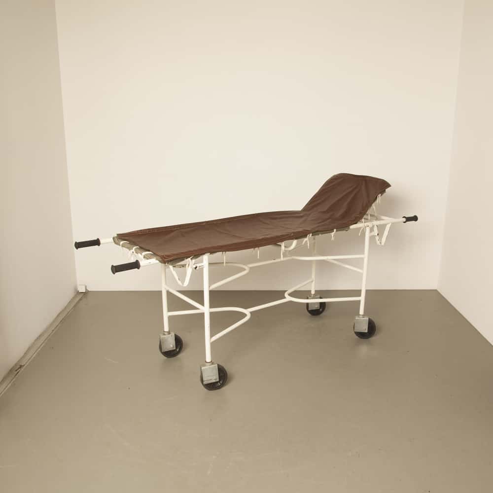 movable Stretcher with support frame fifties 60s hospital ambulance sports club first aid midcentury modern vintage retro brocante carry rol