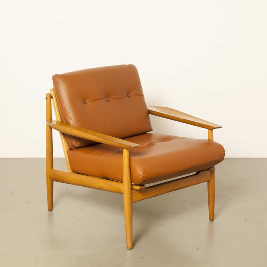Danish armchair 1950s brown leather ⋆ Neef Louis Design Amsterdam
