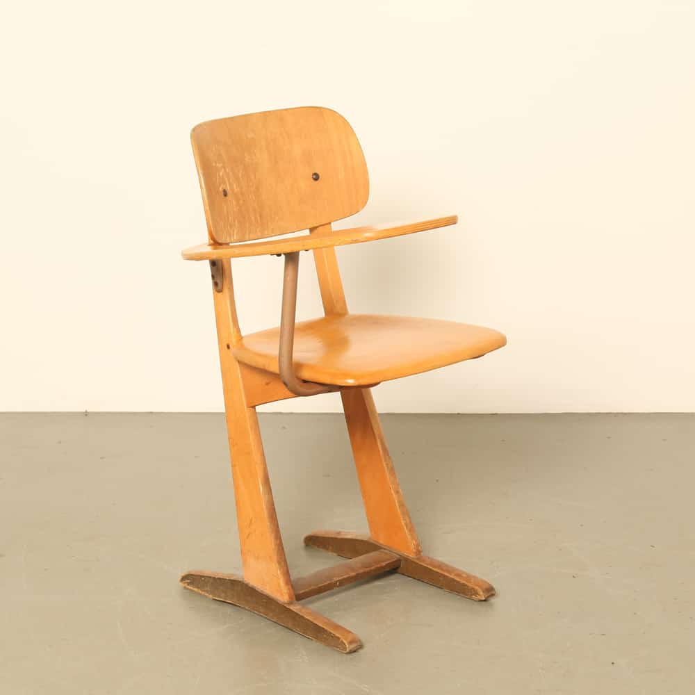 Винтажный школьный стул для письменных принадлежностей Carl Sesse Casala, кафедра для письма, комбинированная платформа для планшета с подлокотником
