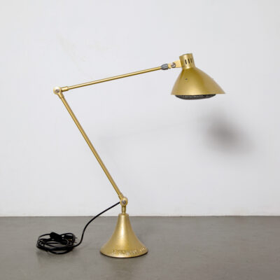 -lampada-da-lavoro-spruzzato-oro-de-Schelde-va-base-anni '50-vintage-industriale