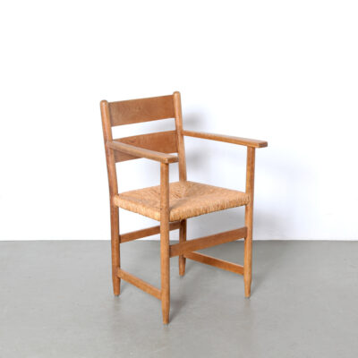 -Woven-Seagrass-Stuhl-Buche-Holz-Sitz-einfache-Fritten-Schlegel-Stil-40er-Antik