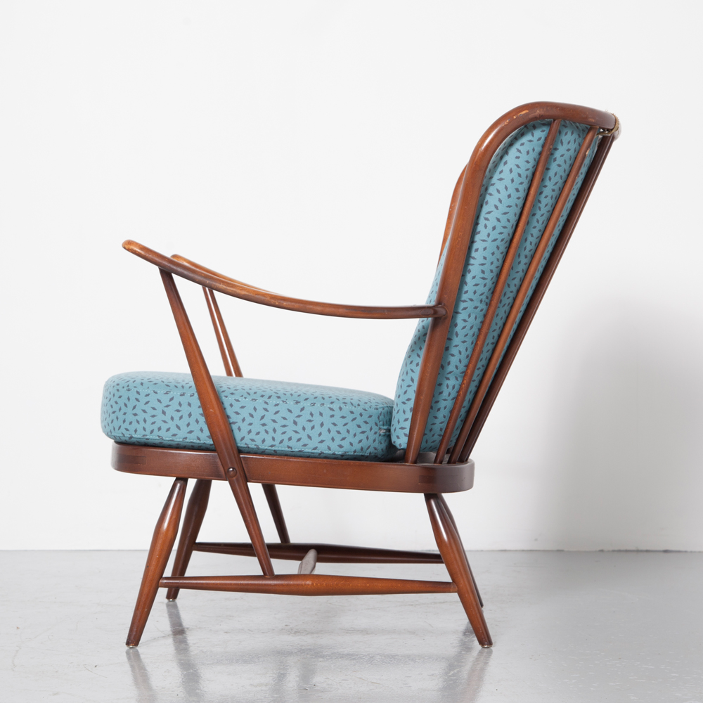 Ercol no 364 Double Bow Easy Chair blue ⋆ Neef Louis Design Amsterdam
