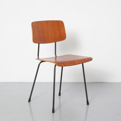 Gispen 1262 椅子 AR Cordemeyer afrormosia 单板非洲柚木黑色粉末涂层杆钢框架腿形胶合板座椅靠背复古复古世纪中叶现代 50 年代 1950 年代五十年代荷兰设计座椅安德烈