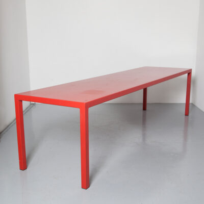 红色长课桌玻璃纤维涂层胶衣聚酯树脂橙皮质感自助餐厅午餐室多功能室内室外钢架覆盖方形长方形设计方管现代现代