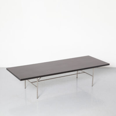Sara Coffee Table Hay Black laminate top plywood brushed stainless steel frame legs disassembles thin floating slab slate contemporary modern design 2010s
