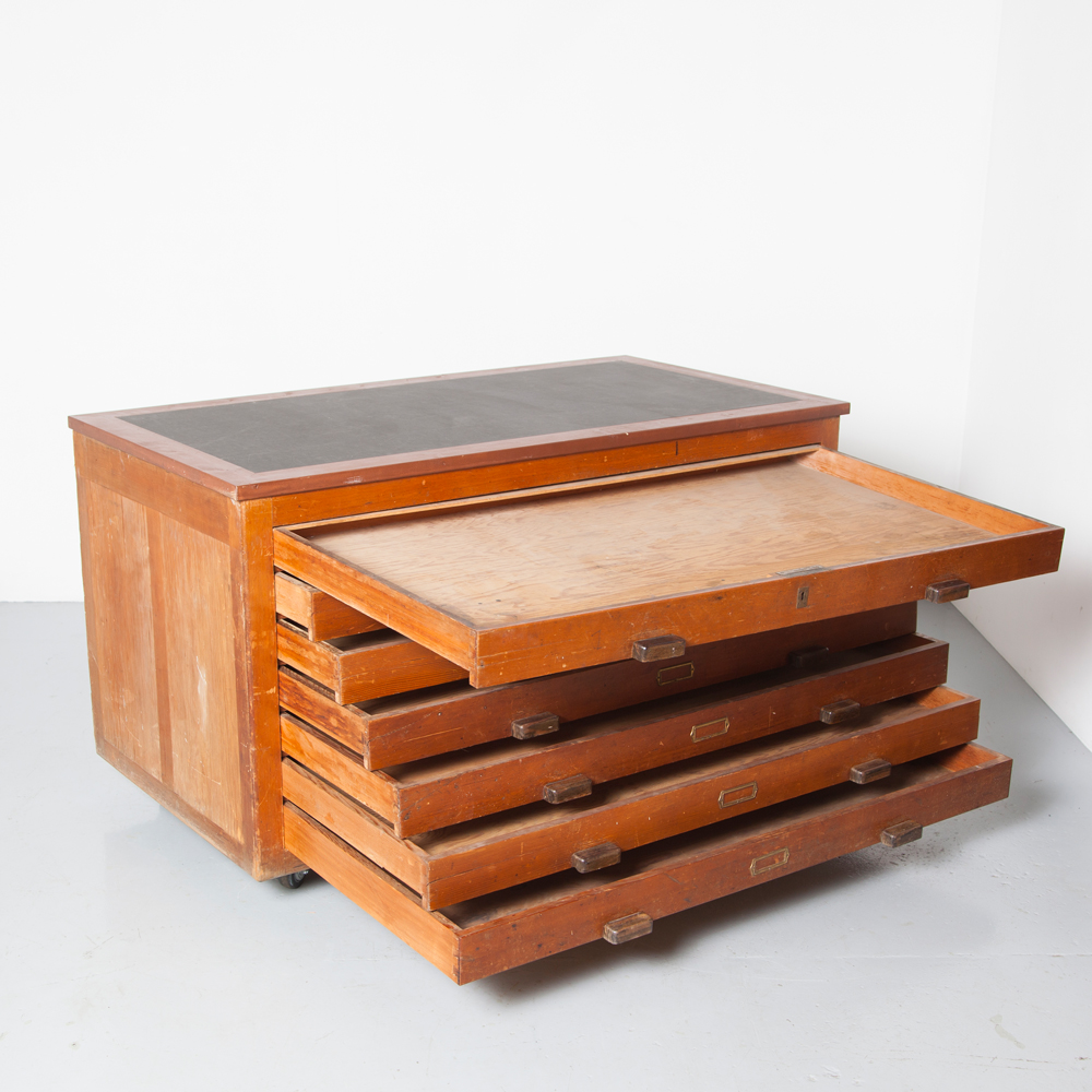 Wood Flat File Cabinet Neef Louis
