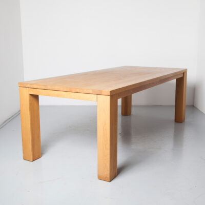Solid Oak Table Dining Conference Reading Meeting Desk Work oiled fat squared-off design sturdy heavy modern contemporary vintage retro 90s nineties extending tray holder