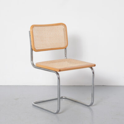 S32 Cantilever Chair S64 Marcel Breuer Italy copy reproduction chromed tubular steel natural solid beech design classic wickerwork seat back bent curved frame Thonet Mart Stam Bauhaus wicker reed vintage retro mid-century modern 30s 1930s thirties seating floating