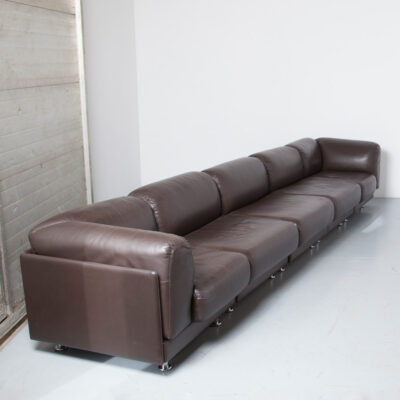棕色模块化 Durlet 沙发比利时 5 件套令人印象深刻的高端组合沙发品质黑巧克力皮革座椅元素靠垫魔术贴组角左右端中间休息室可变连接连接连接复古复古 80 年代 1980 年代 XNUMX 年代