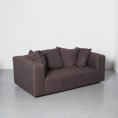 Rubik Couch 2-seat Verzelloni Studio Lievore Altherr Molina 意大利棕色亚麻混纺金属底座胶合板结构泡沫魔术贴可拆卸盖座椅扶手靠垫圆形长方形沙发座椅现代现代设计