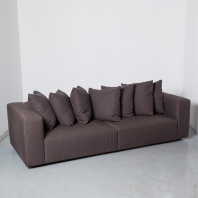 Rubik Couch 3-seat Verzelloni Studio Lievore Altherr Molina 意大利棕色亚麻混纺金属底座胶合板结构泡沫魔术贴可拆卸盖座椅扶手靠垫圆形长方形沙发座椅现代现代设计