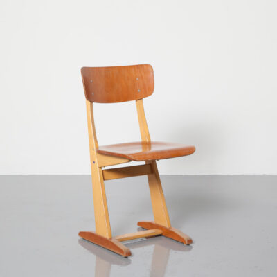 Children's School Chair Casala teenager adult tall Karl Nothhelfer Carl Sasse solid beech wood frame shaped bent plywood back seat used worn patina design classic icon german academic seating vintage retro mid-century modern 50s 1950s fifties updated