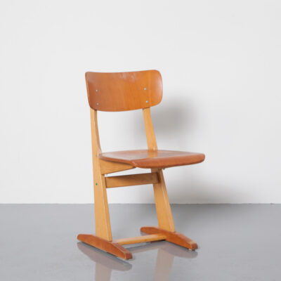 Children's School Chair Casala young-teen middle Karl Nothhelfer Carl Sasse solid beech wood frame shaped bent plywood back seat used worn patina design classic icon german academic seating vintage retro mid-century modern 50s 1950s fifties updated