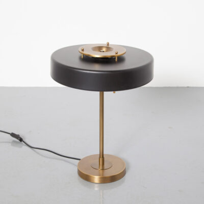 Desk Lamp Black Bronze pull cord chain brushed finish metal shallow drum shade 3 E17 fitting milk white opaque diffuser Table Light round circle inspired Louis Kalff Timor 69 contemporary modern