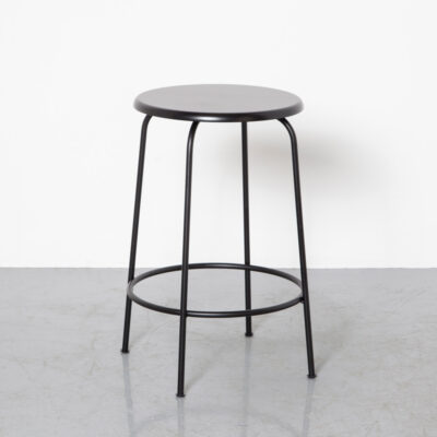 Afteroom Stool MENU counter height black seat black painted MDF black powder-coated steel tube frame Denmark contemporary modern 2010s minimalist chair seating foot ring Studio
