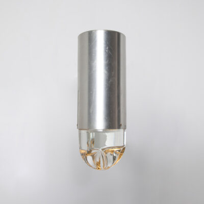RAAK P1415 Bullet Kristal-Lit plafonnier aluminium brossé cylindre en verre en forme de canette Flushmount Aalsmeer Holland Design hollandais vintage rétro milieu du siècle moderne années 70 années 1970 années XNUMX