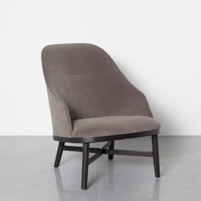 Кресло Bund Lounge Chair Neri + Hu Design Stellar Works Omega Grey обивка из черного дуба, основание для ножек, элегантный шанхайский город, мягкие изгибы, ар-деко, промышленное, космополитическое, современное, современное кресло, кресло для сидения, NOB, новая коробка