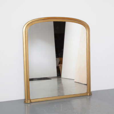 골동품 맨틀 피스 거울 영국 매너 컨트리 하우스 우아하고 둥근 모서리 금색 페인트 프레임 원래 수은 유리 목재 빈티지 복고풍 위엄있는 19 세기 후반 전통