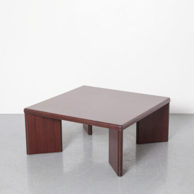 方形 Giroflex 咖啡桌胡桃木单板实心边缘漆面厚角腿深色坚固沙龙低复古复古本世纪中叶现代 70 年代 1970 年代七十年代