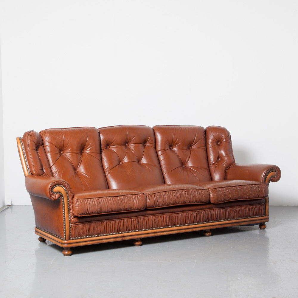 Large Brown Seventies Couch Leather