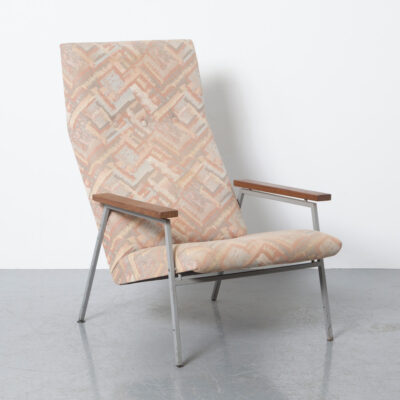 Lotus 扶手椅 Rob Parry Gelderland 高背休闲灰色方形轮廓管架实心桃花心木扶手软垫全方位荷兰设计椅子复古复古本世纪中叶现代 60 年代 1960 年代六十年代座椅