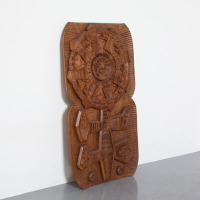 إنكا مايا أزتيك المستوحاة من الجدار المنحوت ، لوحة زخرفية من خشب الساج الصلب ، لوحة منحوتة يدويًا ، قطعة عرض ، رموز أيقونية ، تقويم أمريكا الوسطى ، الملاك آي.