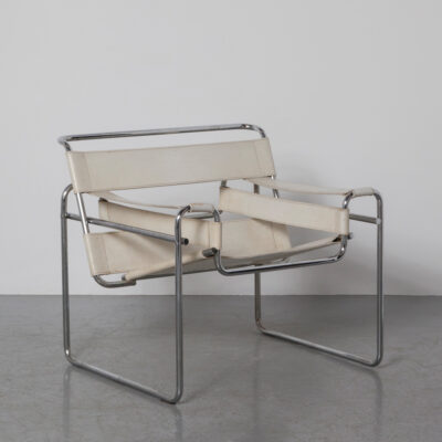 瓦西里椅 Marcel Breuer B3 Gavina 1920 年代镀铬钢管框架白色奶油色马鞍皮带皮带包豪斯康定斯基建构主义扶手椅俱乐部轻松休息室复古复古中世纪现代二手设计经典 20 年代二十年代罕见