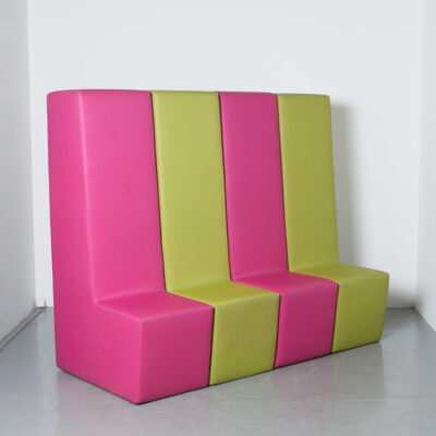 Modular Soft Seating Bench or Chaise Longue lime green fuscia pink easy clean durable fabric slip case double top stitch lounge daybed loungescape landscape element L-shaped block high-back sofa couch armchair flexible changeable contemporary modern