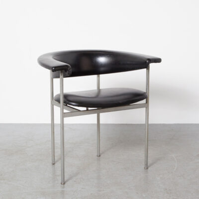 Beta 椅 Rudolf Wolf Van Gaasbeek Van Tiel Meander 系列黑色人造革 skai 办公桌扶手椅鲜明的方形管状框架人体工学圆形后座复古复古世纪六十年代中期 60 年代 1960 年代